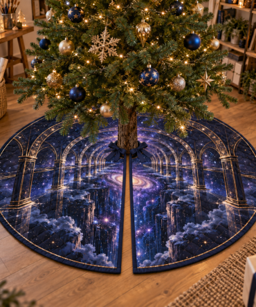 Luxury Milky Way Arch Tree Skirt For Hobby Studio — Soft Plush Velvet Holiday Collar, 48-Inch, Durable & Machine-Washable