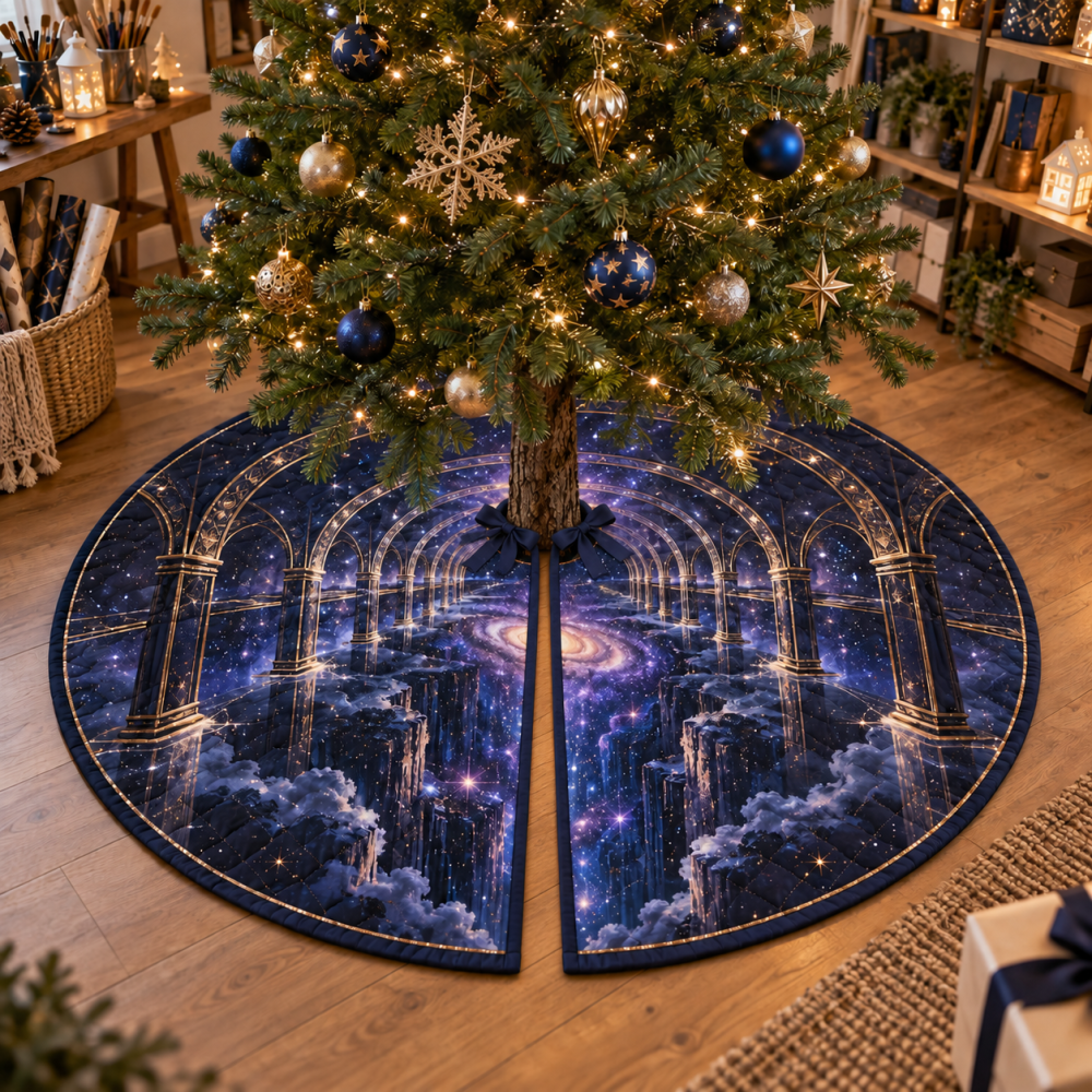 Luxury Milky Way Arch Tree Skirt For Hobby Studio — Soft Plush Velvet Holiday Collar, 48-Inch, Durable & Machine-Washable