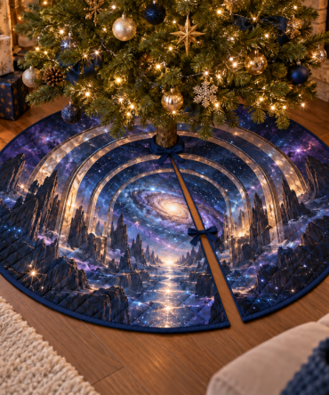 Milky Way Arch Thank-You Tree Skirt - Elegant Host Gift And Holiday Centerpiece With Arched Galaxy Design