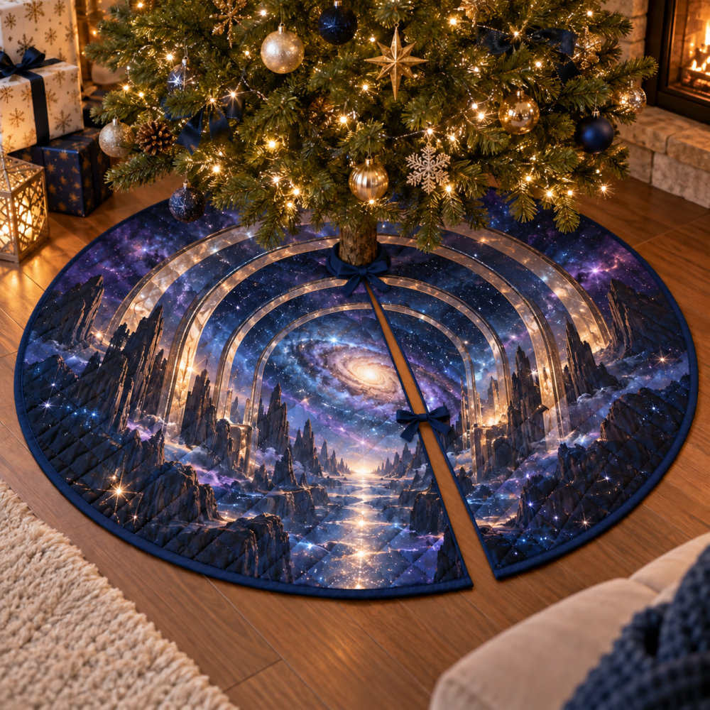 Milky Way Arch Thank-You Tree Skirt - Elegant Host Gift And Holiday Centerpiece With Arched Galaxy Design