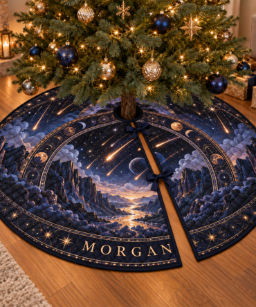 Meteor Shower Housewarming Tree Skirt - Thoughtful New Home Gift With Festive Meteor Print To Welcome Loved Ones