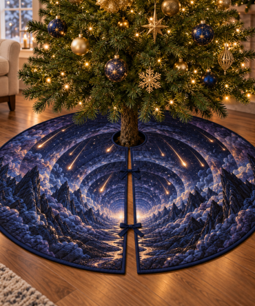 Quiet Corner Meteor Shower Tree Skirt - Serene Holiday Accent For Cozy Spaces With Subtle Starfall Design