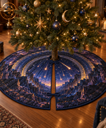 Birthday Meteor Shower Collector Tree Skirt - Unique Celebratory Holiday Mat With Astral Design For Collectors & Fans