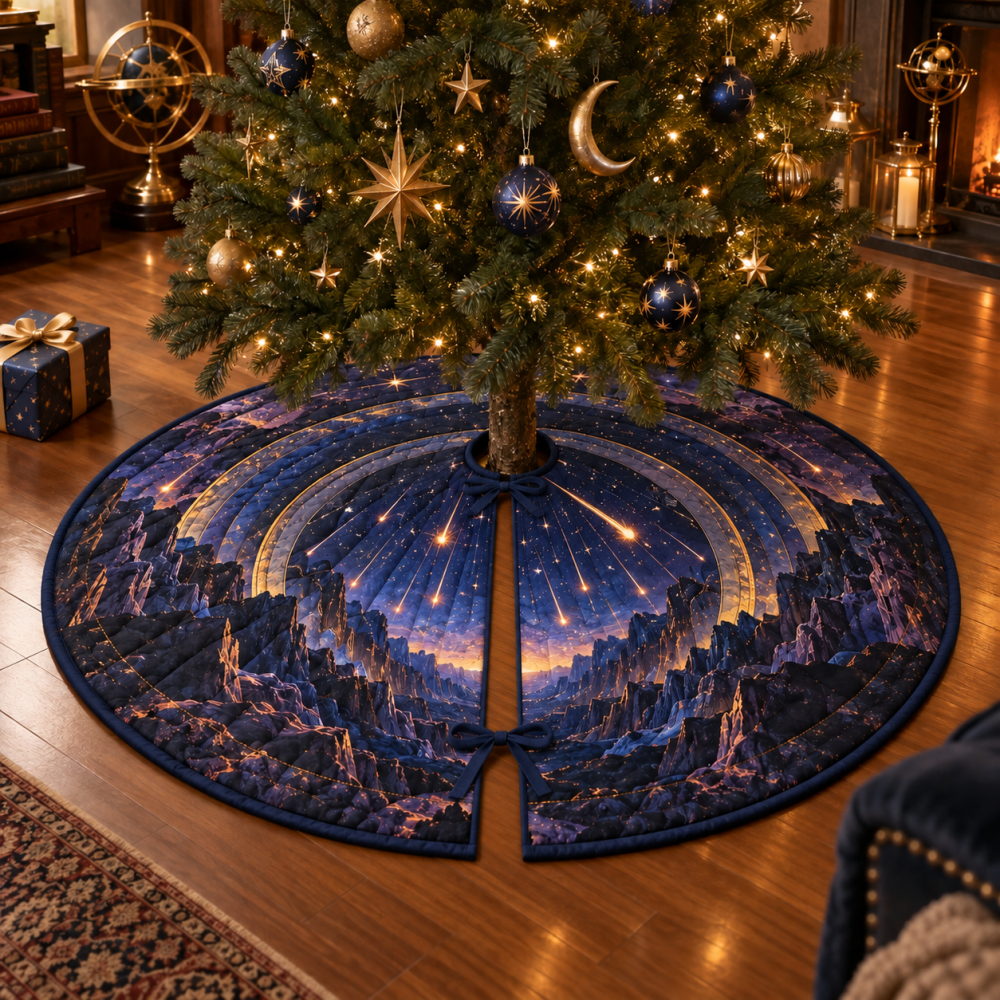 Birthday Meteor Shower Collector Tree Skirt - Unique Celebratory Holiday Mat With Astral Design For Collectors & Fans
