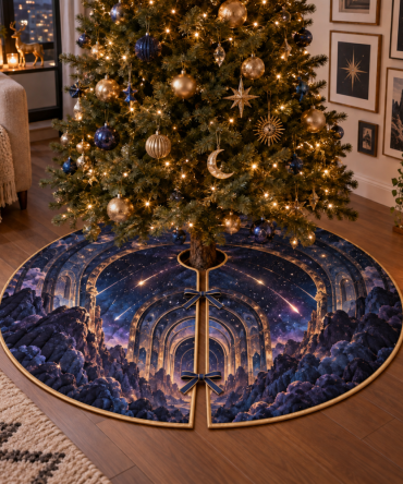 Meteor Shower Apartment Tree Skirt - Modern Gallery-Style Holiday Decor With Sleek Meteor Pattern For Small Spaces