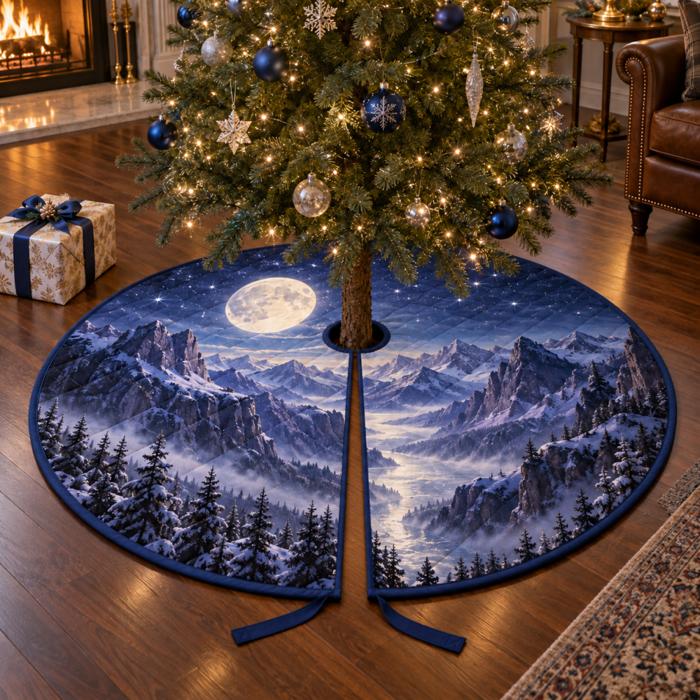 Moon Mountain Collector Christmas Tree Skirt — Curated Alpine Design For Collectors, Limited-Edition Holiday Base