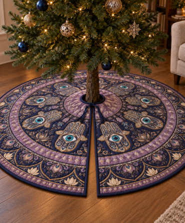 Hamsa Eye Quiet Corner Tree Skirt — Serene Spiritual Holiday Base For Meditation Corners And Peaceful Retreats