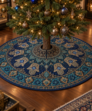 Hamsa Eye Collector Tree Skirt — Distinctive Symbolic Holiday Base For Curated Collections And Display-Ready Trees