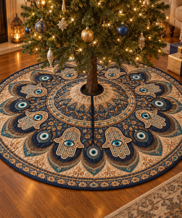 Hamsa Eye Protective Christmas Tree Skirt — Boho Spiritual Holiday Base That Brings Good Energy And Unique Festive Style