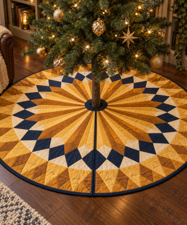 Reading Nook Geometric Sunburst Tree Skirt — Cozy Holiday Base For Book Corners, Window Seats & Quiet Retreats