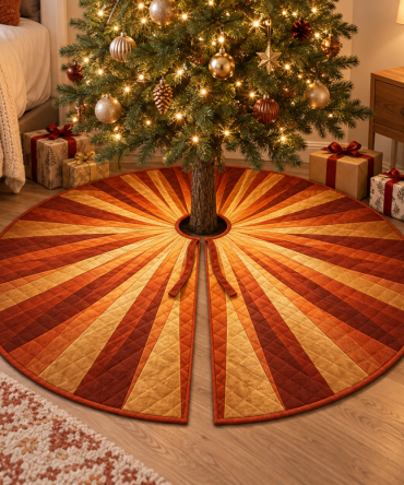Bedroom Decor Geometric Sunburst Tree Skirt — Soft, Low-Profile Holiday Base For Bedrooms & Intimate Spaces