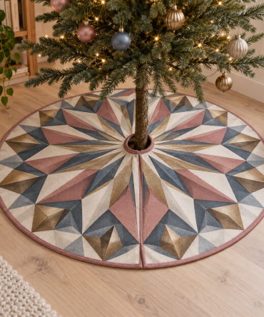 Quiet Corner Geometric Sunburst Tree Skirt — Minimalist Holiday Tree Base For Cozy Nooks And Subtle Seasonal Styling