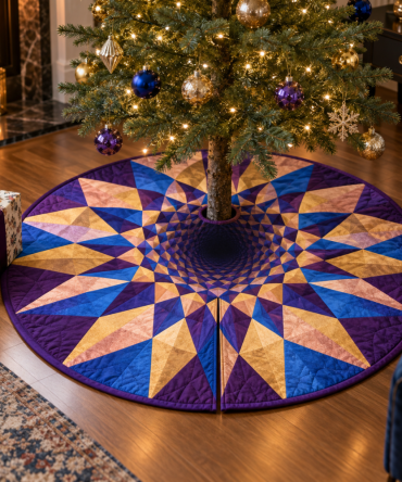 Premium Collector’S Geometric Sunburst Holiday Tree Skirt — Showcase-Ready Design For Curated Displays & Seasonal Collections