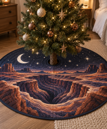 Desert Night Sky Cozy Christmas Tree Skirt — Soft Starry Holiday Base Cover Designed For Bedrooms, Reversible & Easy-Care