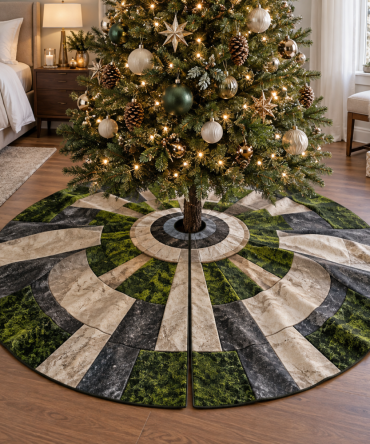 Moss And Stones Bedroom Holiday Tree Skirt — Cozy Natural Christmas Skirt For Bedrooms, Soft Low-Profile Design, 48In Fit