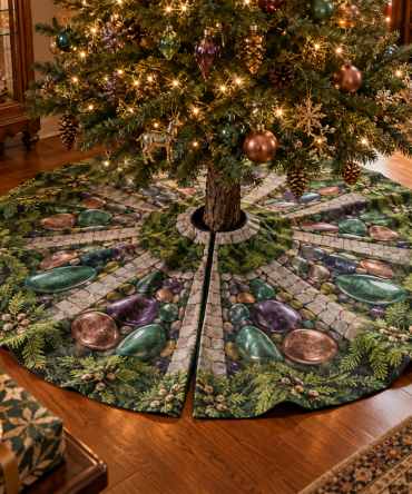 Collector Edition Moss And Stones Holiday Tree Skirt — Premium Artisan Christmas Base For Collectors, Limited-Edition Natural Texture, 72In