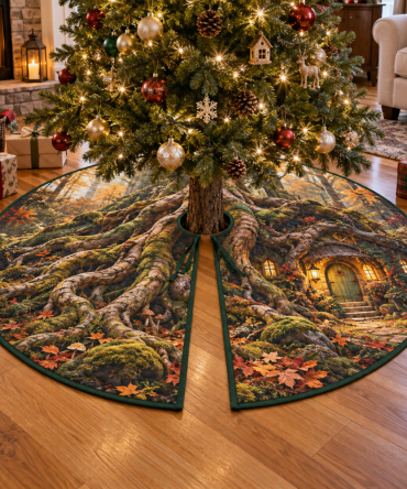 Enchanted Roots Housewarming Tree Skirt — Charming Botanical Christmas Skirt, Perfect New Home Gift, Durable & Machine-Washable, Ready To Gift