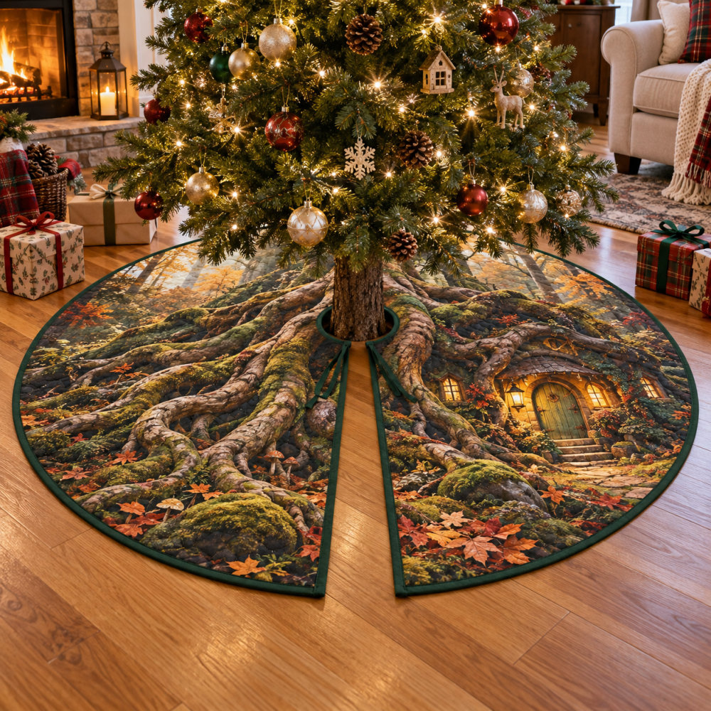 Enchanted Roots Housewarming Tree Skirt — Charming Botanical Christmas Skirt, Perfect New Home Gift, Durable & Machine-Washable, Ready To Gift