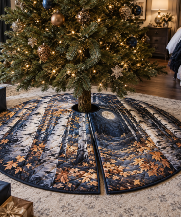 Birch Grove Bedroom Christmas Tree Skirt - Serene Rustic Tree Base Cover, 38-Inch, Soft Neutral Accent For Small Bedrooms