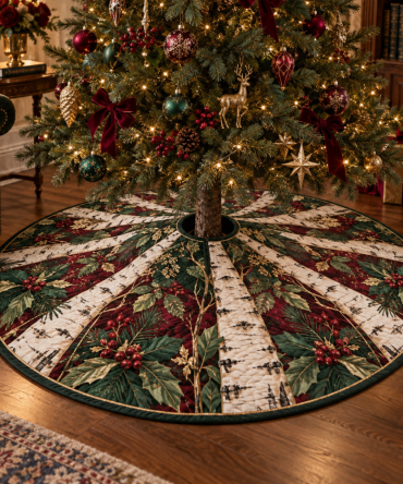 Birch Grove Collector'S Edition Christmas Tree Skirt - Premium Decorative Base Cover, 54-Inch, Showcase-Ready Rustic Design