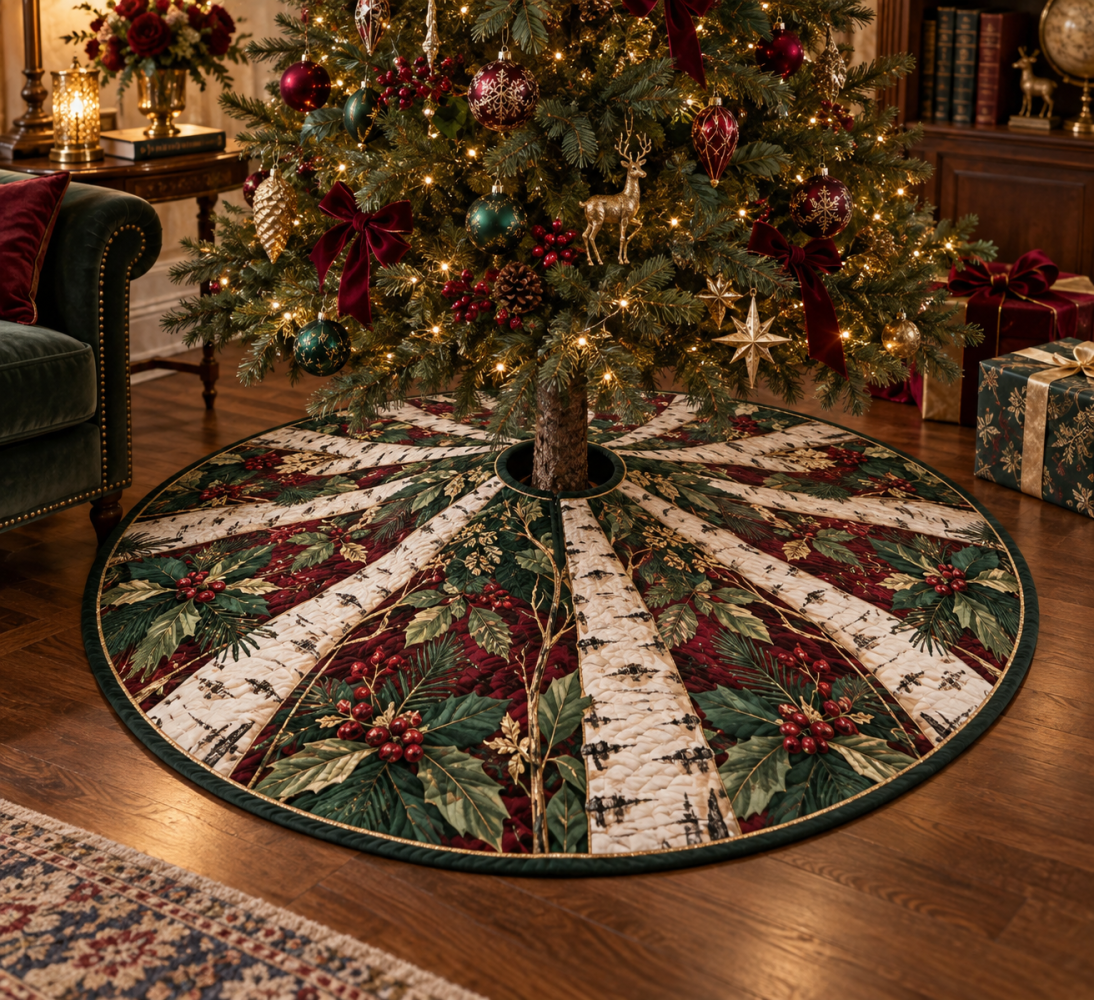 Birch Grove Collector'S Edition Christmas Tree Skirt - Premium Decorative Base Cover, 54-Inch, Showcase-Ready Rustic Design