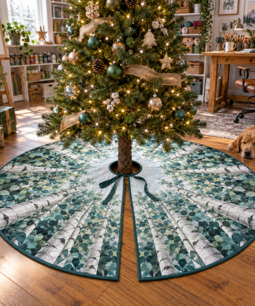 Birch Grove Hobby Studio Christmas Tree Skirt - Durable Decorative Base Cover, 46-Inch, Rustic Craft Room Holiday Accent