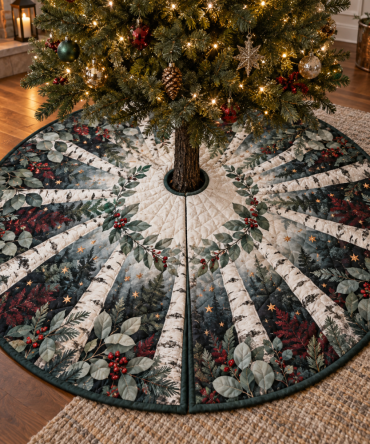 Birch Grove Host Gift Holiday Tree Skirt - Premium Rustic Christmas Tree Base Cover, 50-Inch, Ideal Welcome Gift For Entertaining Homes