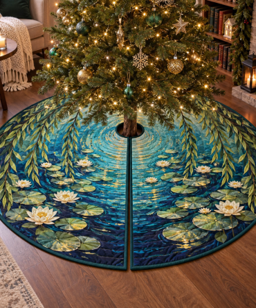 Willow Pond Reading Nook Holiday Tree Skirt - Plush Neutral Christmas Tree Base Cover, 40-Inch, Cozy Accent For Small Spaces