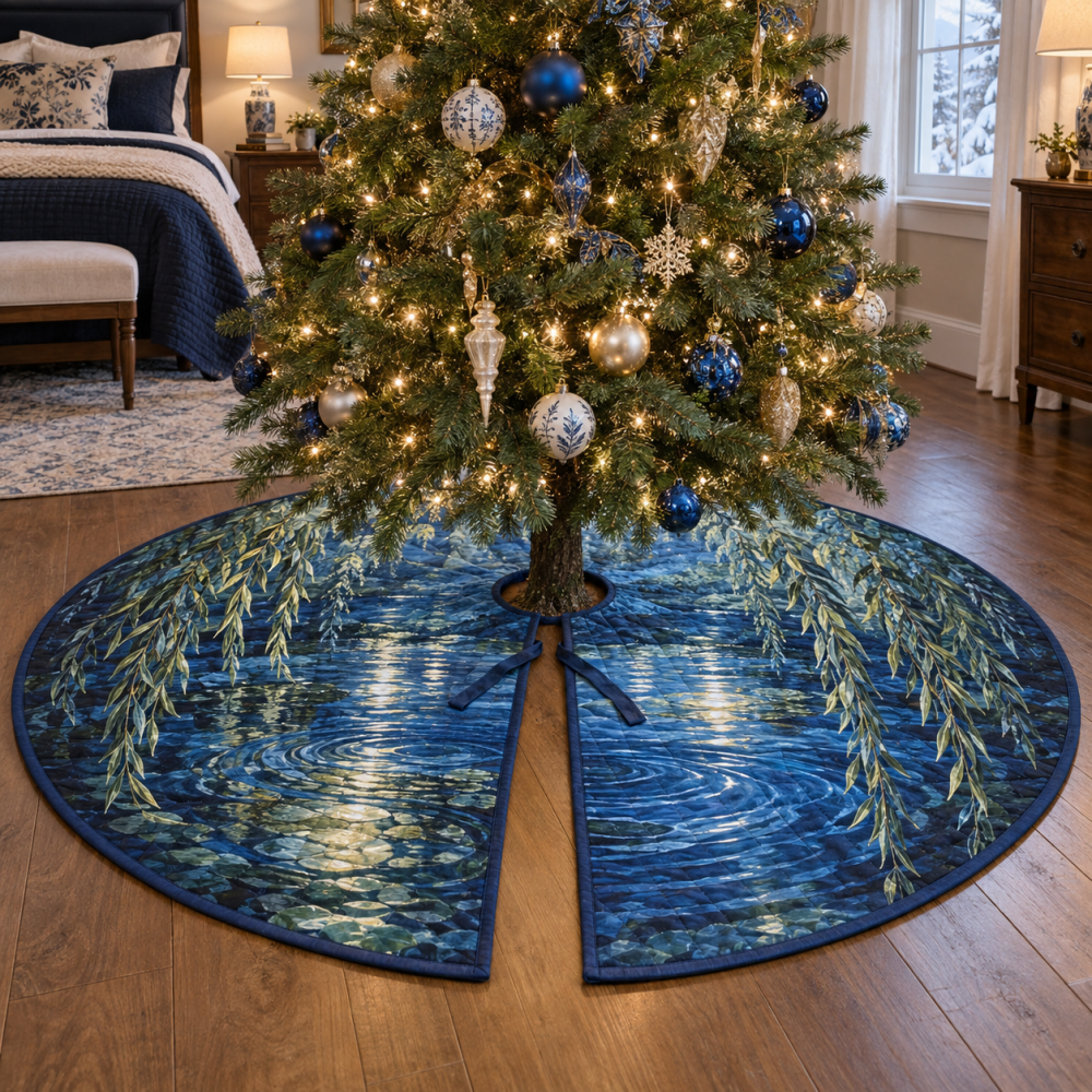 Willow Pond Cozy Bedroom Christmas Tree Skirt - Plush Decorative Tree Base Cover, Compact 36-Inch Diameter, Soft Holiday Accent