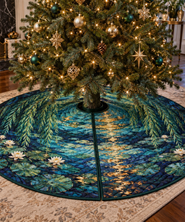 Willow Pond Plush Holiday Christmas Tree Skirt For Living Rooms - Soft Decorative Tree Base Cover, 48-Inch Diameter, Machine-Washable