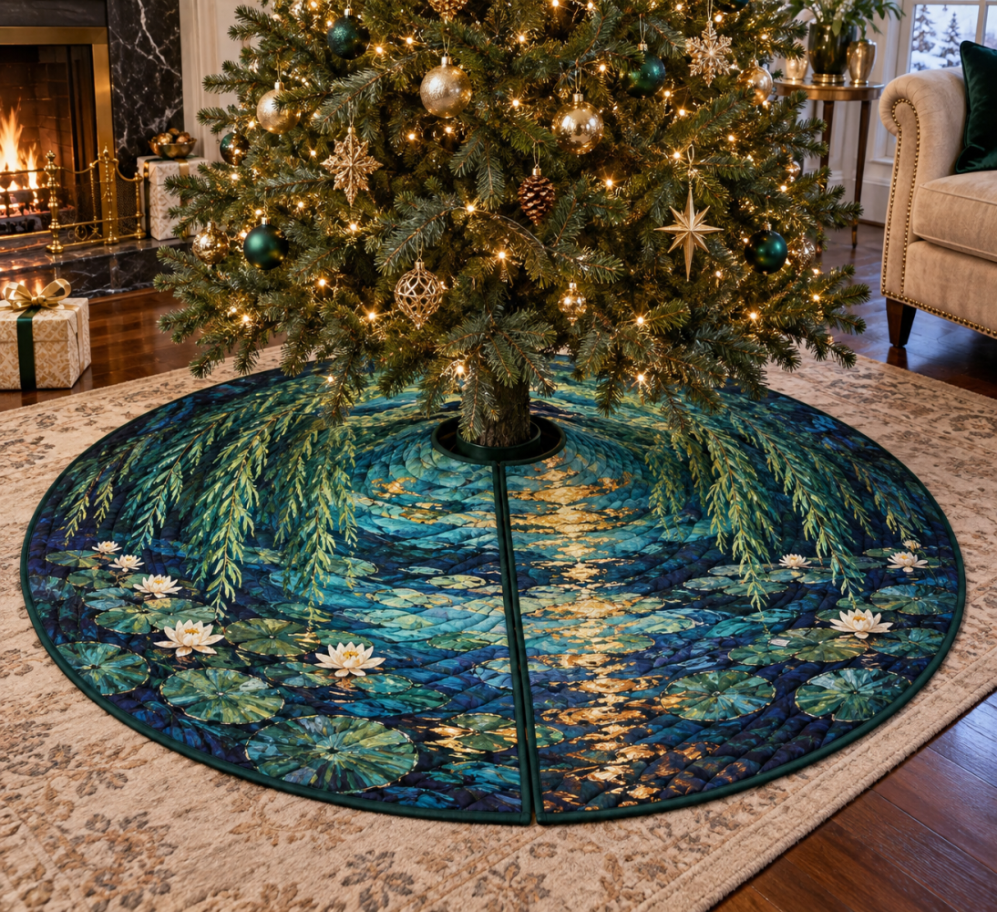 Willow Pond Plush Holiday Christmas Tree Skirt For Living Rooms - Soft Decorative Tree Base Cover, 48-Inch Diameter, Machine-Washable