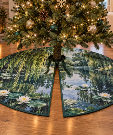 Willow Pond Housewarming Tree Skirt — Thoughtful New Home Gift, Elegant Willow & Floral Design, Ready To Impress New Homeowners