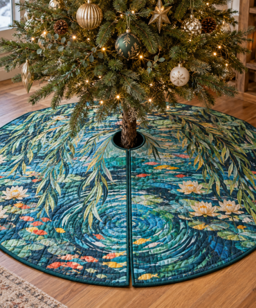 Willow Pond Hobby Studio Tree Skirt — Creative Space Holiday Accent, Stain-Tolerant, Lightweight For Studio Trees