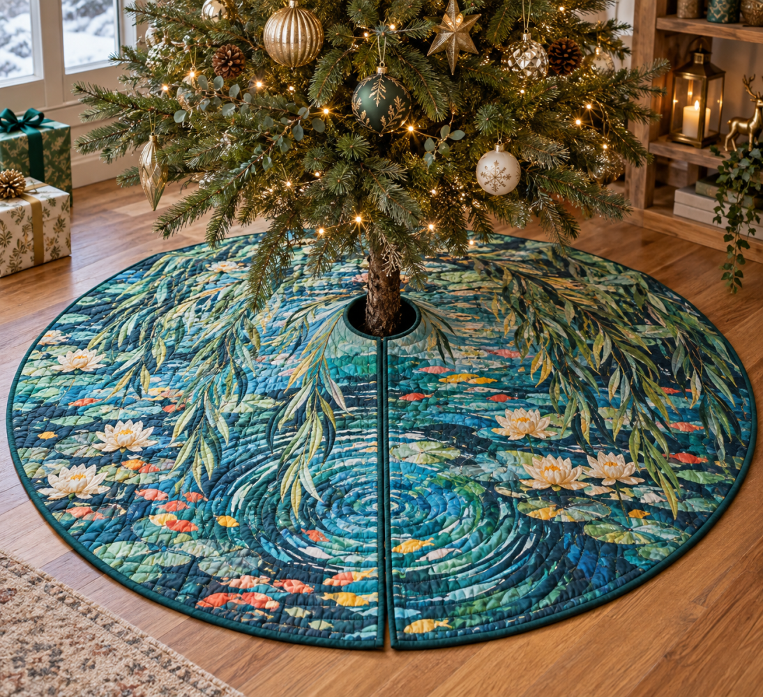 Willow Pond Hobby Studio Tree Skirt — Creative Space Holiday Accent, Stain-Tolerant, Lightweight For Studio Trees