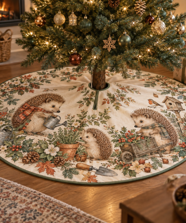 Hedgehog Housewarming Christmas Tree Skirt — Thoughtful Hedgehog Holiday Skirt Perfect For New Homes & Seasonal Gifts