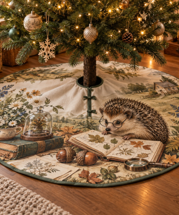 Collector’S Birthday Hedgehog Tree Skirt — Festive Hedgehog Birthday & Holiday Tree Skirt For Unique Seasonal Celebrations