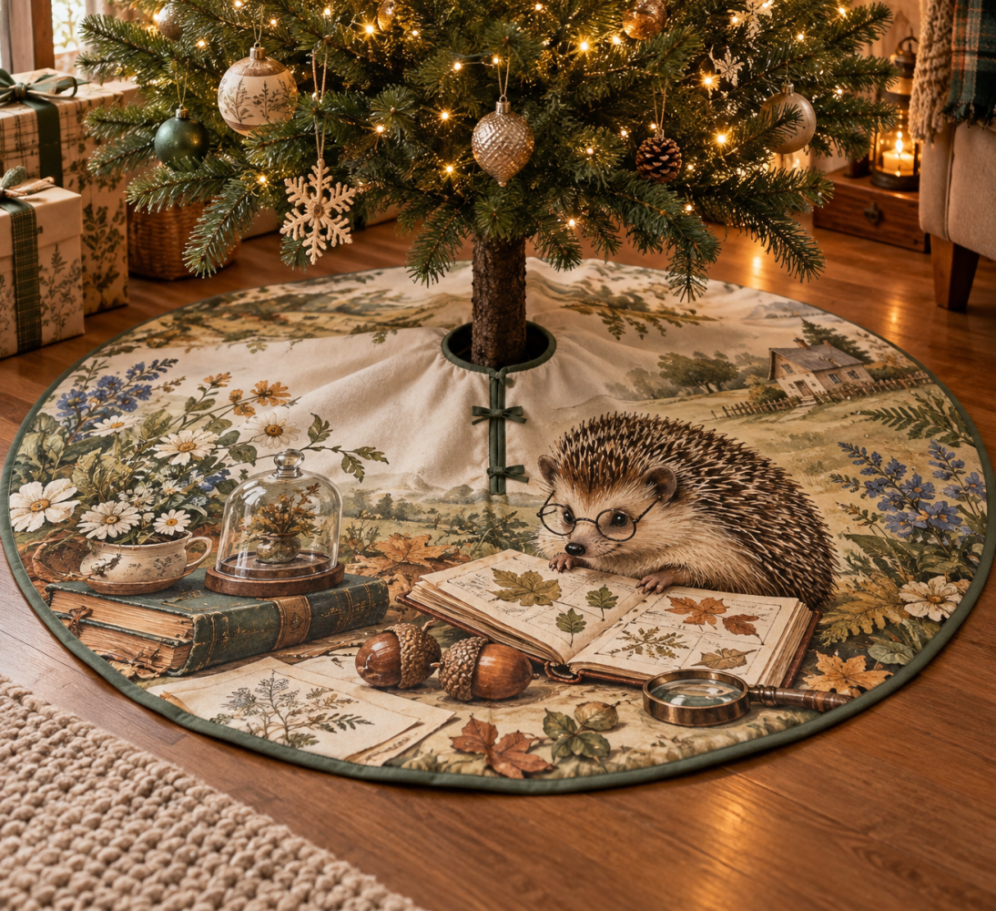 Collector’S Birthday Hedgehog Tree Skirt — Festive Hedgehog Birthday & Holiday Tree Skirt For Unique Seasonal Celebrations
