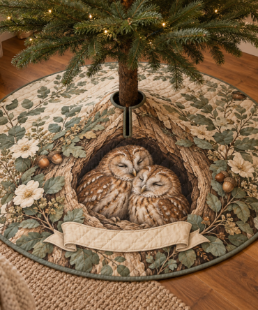 Owl Hollow Housewarming Tree Skirt — Thoughtful New Home Gift With Rustic Owl Design, Ready-To-Gift Holiday Decor Accent