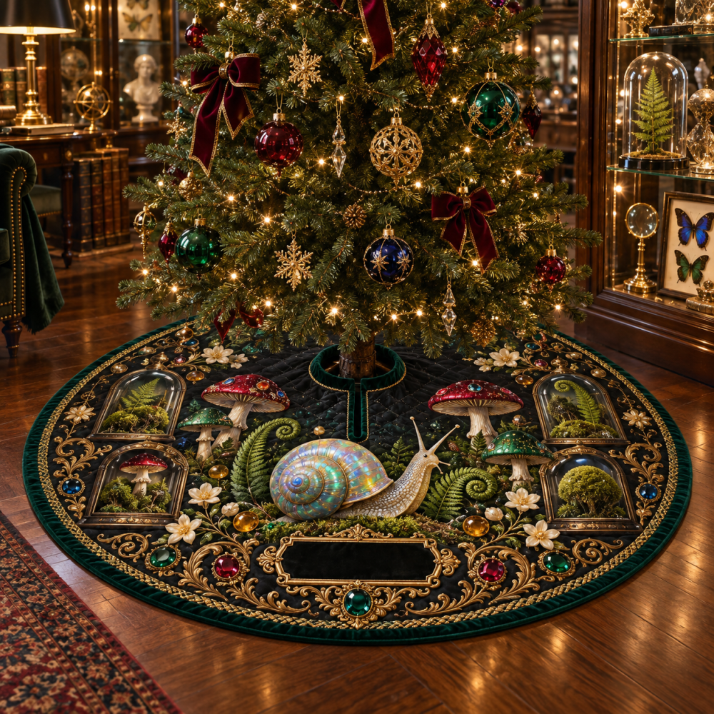 Snail Toadstool Collector Birthday Tree Skirt — Limited Edition Garden-Themed Birthday & Holiday Display Mat For Collectors