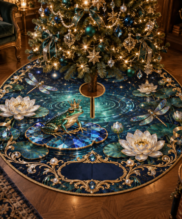 Collector’S Edition Frog Pond Birthday Tree Skirt — Personalized Holiday & Birthday Display Mat For Frog-Lover Gifts