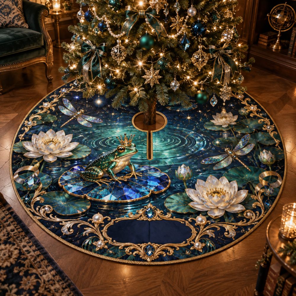Collector’S Edition Frog Pond Birthday Tree Skirt — Personalized Holiday & Birthday Display Mat For Frog-Lover Gifts