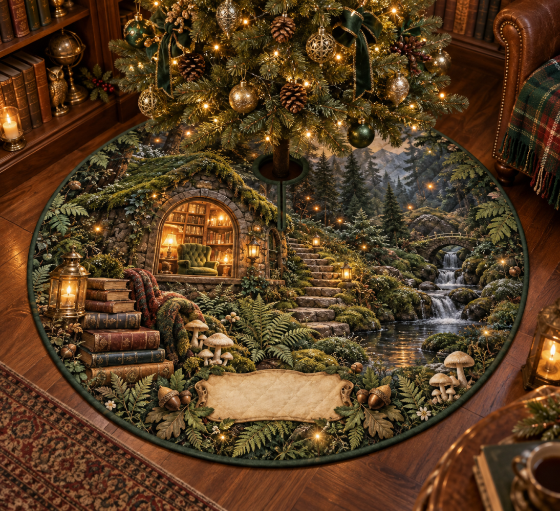 Rustic Woodland Cottage Christmas Tree Skirt — Soft Plaid Holiday Decor For Reading Nooks, Cozy Farmhouse Mantels & Tree Bases