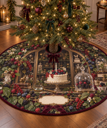 Wild Berry Collector Birthday Holiday Tree Skirt — Festive Berry-Themed Collector Gift, Decorative Christmas Mat For Special Celebrations