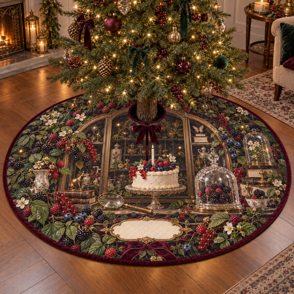 Wild Berry Collector Birthday Holiday Tree Skirt — Festive Berry-Themed Collector Gift, Decorative Christmas Mat For Special Celebrations