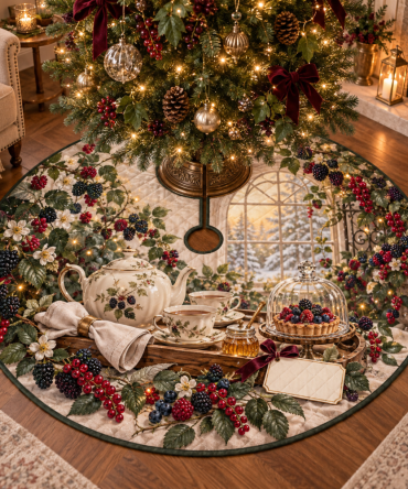 Wild Berry Host Thank-You Christmas Tree Skirt — Vibrant Berry Holiday Skirt, Gift-Ready Host Present With Durable Easy-Care Fabric