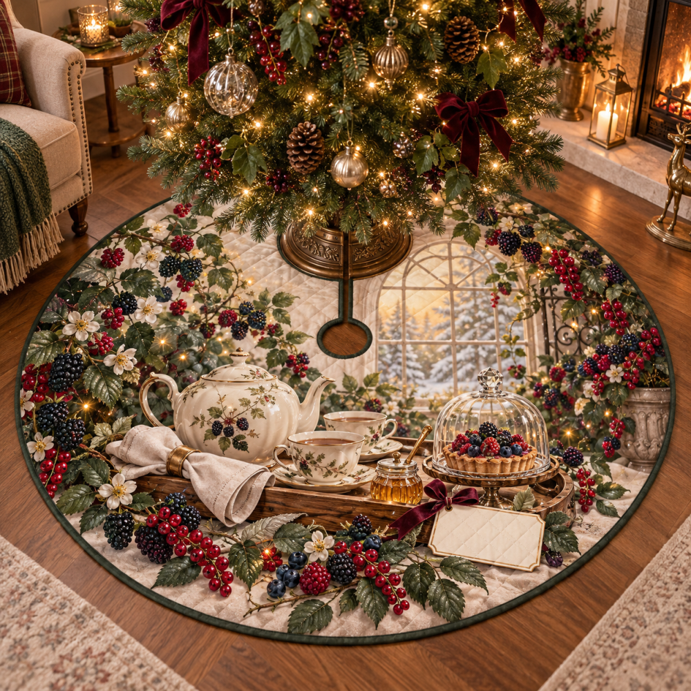 Wild Berry Host Thank-You Christmas Tree Skirt — Vibrant Berry Holiday Skirt, Gift-Ready Host Present With Durable Easy-Care Fabric