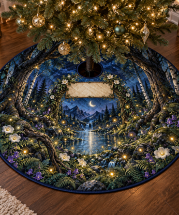 Statement Firefly-Clearing Christmas Tree Skirt - Romantic Bedroom Holiday Tree Collar For Bold, Cozy Seasonal Styling