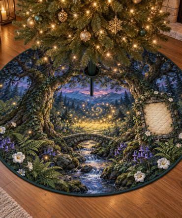 Centerpiece Firefly-Clearing Christmas Tree Skirt - Luxurious Living Room Holiday Tree Collar For Elegant Seasonal Decor