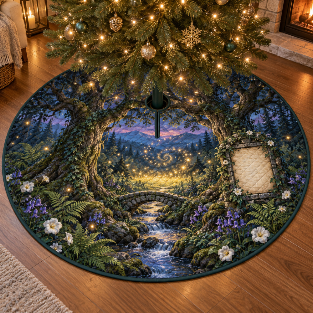 Centerpiece Firefly-Clearing Christmas Tree Skirt - Luxurious Living Room Holiday Tree Collar For Elegant Seasonal Decor