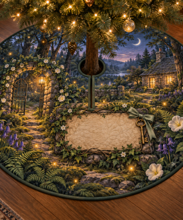 Welcome Home Firefly-Clearing Christmas Tree Skirt - Housewarming Holiday Tree Collar Gift For New Homes & Hosts
